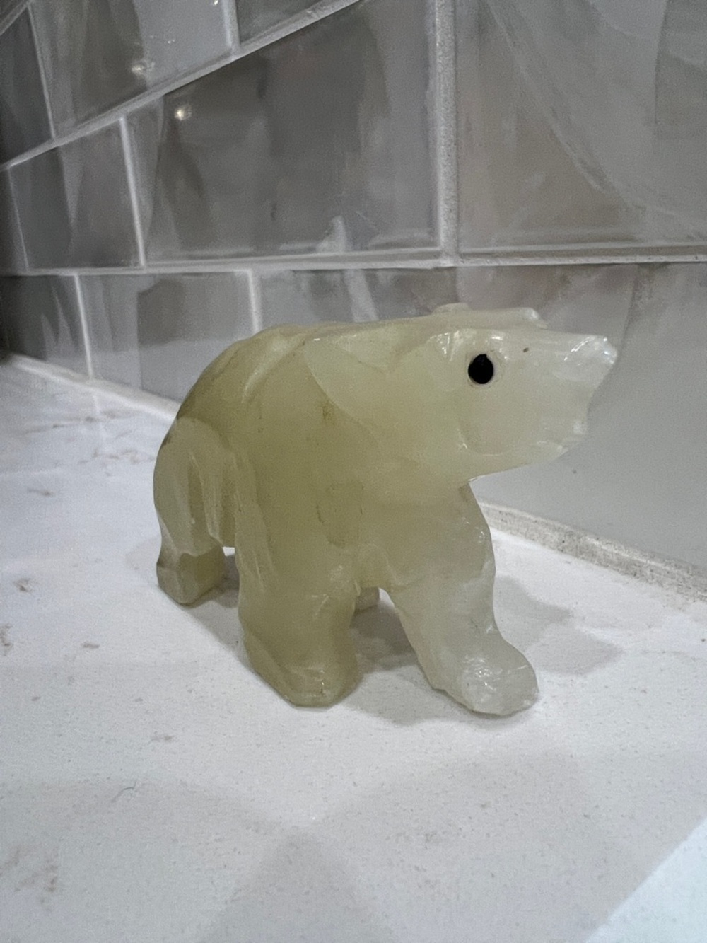 Vintage Onyx Bear Figurine Stone Carving Marble Small - Picture 6 of 10